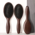 Natural Boar Bristle Oval Hair Brush Comb Head Scalp Massage Beech Wood H.cf