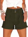 Kurze Hose, Damen Shorts, Gr.36/S, Armeegrün, lässige Shorts mit Seitentaschen