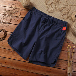 Herren-Shorts Aus Baumwoll-Leinen Kurze Cargo-Hose Sommer-Strand-  Y