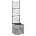 Hochbeet mit Rankgitter 1 Topf 30x30x107 cm Poly Rattan Grau