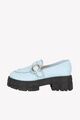 L37 Damen Schuhe Loafers Gr. 39 Blau Leder Halbschuhe Mokassins