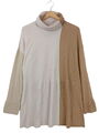 CONTROLUCE Rollkragenpullover Damen Gr. DE 44 braun-creme-wollweiß Casual-Look