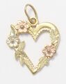 14 Karat zweifarbige Gold Diamant Schliff Herz und Blume Charm Halskette