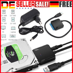 USB 3.0 auf zu SATA Adapter Kabel für 2,5" 3,5" HDD SSD Festplatte PC Laptop DE