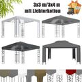 Gartenpavillon mit Doppeldach & Lichterketten 3x3 m/3x4 m Partyzelt Festzelt