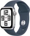 Apple Watch SE (2023) GPS 40mm Aluminiumgehäuse-Silber Smartwatch-Sturmblau NEU