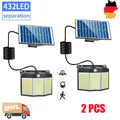 2er 432LED Solarlampe Solarleuchte Mit Bewegungsmelder Außen Solarstrahler Licht