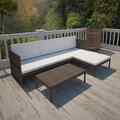 3-tlg. Garten-Lounge-Set mit Auflagen Poly Rattan Braun