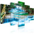 Wasserfall Vlies Leinwandbilder 5 tlg Wandbilder XXL Landschaft Natur Bäume Wald