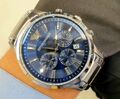 NEU ORIGINAL EMPORIO ARMANI HERRENUHR SILBER ARMBAND & BLAUES ZIFFERBLATT RENATO AR2448