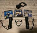 2 x Sony PlayStation Move Motion Controller für PS3 PS4 + Kamera + 3 Spiele