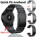 Quickfit Titan Metall Edelstahl Armband für Garmin Fenix 7 7X 6 6X Pro 5 5X Plus