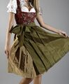 Dirndl Gr. 46 Rot/Grün Mit Schürze 60cm Kettenschnürung mit Bluse Weiß