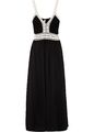 Midi-Kleid mit Crochet Einsatz Gr. 36 Schwarz Beige Sommerkleid Casualkleid Neu*