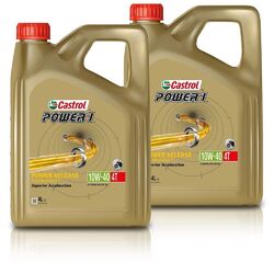 2x 4L = 8 LITER CASTROL POWER 1 4T 10W-40 4-TAKT MOTORRAD-ÖL MOTOR-ÖL MOTOREN-ÖLDie Nr.1* für Autoteile: Top-Preis-Leistungs-Verhältnis