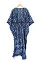 Indigoblau Indisch Baumwolle Block Gedruckt Damen Kaftan Sexy Strand Maxi Kleid