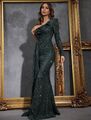 Exklusives One-Shoulder-Abendkleid – Eleganz & Glamour in Grün (Gr. 38)