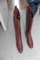 Vintage Bottes d'équitation femme Old England en cuir marron + accessoires bois