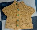 Pullover Weste Gr. 36 S gelb ~ HANDMADE ~ Zopfmuster ** Einzelstück !!!