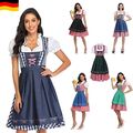 Damen Oktoberfest Festkleid Trachtenkleid Dirndl Set Bluse Schürze Kleid mit DE