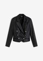 Neu Blazer aus Lederimitat Gr. 44 Schwarz Damenblazer Langarm Biker-Jacke