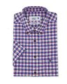  Doppel Zwei Herren gewaschen kariert Oxford kurzarmiges Shirt 1204) marineblau, M bis 5XL