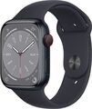 Apple Watch Series 8 45 mm Aluminiumgehäuse schwarz am Sportarmband schwarz [Wi-