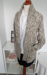 edc Esprit Strickjacke M 38 40 taupe beige Grobstrick Cardigan Schalkragen