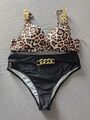 Damen Bikini Leopard Ketten Gold Push Up Gr XL Shein 