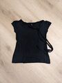 T-Shirt Shirt Top mit Schleife schwarz Damen XS 34