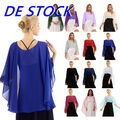 DE Damen Chiffon Asymmetrisches Bolero Poncho Shrug Schal Wraps Brautjacke Capes