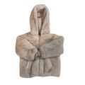 Zara Kinder Kunstfell Teddyjacke Mantel beige Mädchen Alter 3-4 Kapuzen Reißverschluss Taschen