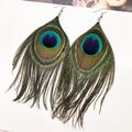 Ohrhänger Pfauenfeder Earrings Peacock Ohrringe Feder Indianer Western Boho