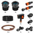 GARDENA 8274-34 Sprinklersystem Pipeline Komplett-Set mit Viereckregner 20m für 