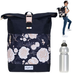 Rucksack Damen Laptop Kurierrucksack Elephant groß A4 13038 Flower Schwarz +f