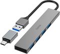 Hama USB 3.2 Hub + USB-C Adapter 1:4 4-fach Ultra Slim Prime Line Verteiler NEU