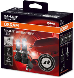 2x OSRAM H4 LED Night Breaker Autolampe Scheinwerfer Nachrüstlampe Zulassung