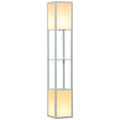 HOMCOM Regal Stehlampe mit Doppellicht, für Wohnzimmer, Schlafzimmer, grau