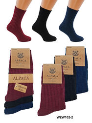 - Alpaka Socken Wollsocken Outdoorsocken warm - 3 Paar verschiedene Farben