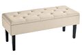 Bank mit Staufach Truhe Kiste Hocker Holz Schaumstoff Polyester Beige