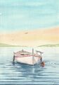 Meer,Natur,Landschaft - Ruderboot (ca 21 x 29,7 cm) Original Aquarell-U.Koch