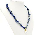 BAILYSBEADS Lapislazuli Lapis Kette Splittekette Splitter mit MK Perle Anhänger