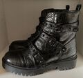 Guess Biker Boots, Kroko-Optik, schwarz, Größe 37