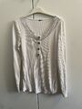 HAILYS Langarmshirt Longsleeve Creme Mit Spitze Gr. M