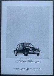 VW KÄFER, 8 1/2 Millionen Volkswagen - Reklame Werbung 1965