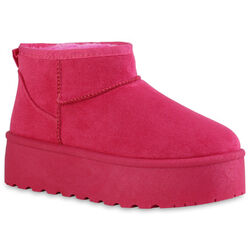 Damen Warm Gefütterte Plateau Boots Stiefeletten Schuhe 840485 Trendy Neu