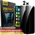 2x Blick Schutz Glas Folie für iPhone 13 Pro Max 14 Plus Display Anti Spy Sicht