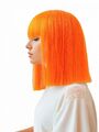 Prettyland Damen Bob Perücke Kurze glatte hitzfeste Wig Fasching Orange C1672