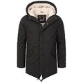 A. Salvarini Herren Winterjacke langer Winter Parka warme Jacke mit Teddyfell