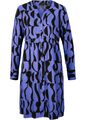 Neu Viskose Kleid mit allover-Print Gr. 36 Schwarz Blau Damen Sommerkleid